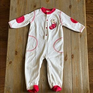 Vintage White and Red Kids Christmas One Piece